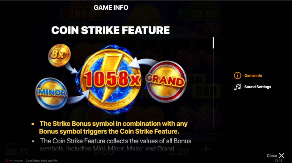 Screenshot Showing Coin Strike coin strike feature