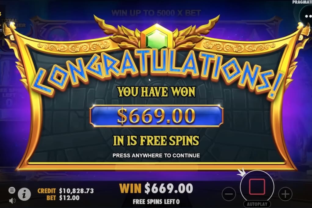 Screenshot Showing Gates of Olympus $669 win