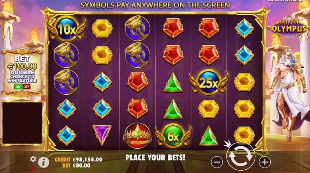 Screenshot Showing Gates of Olympus multipliers