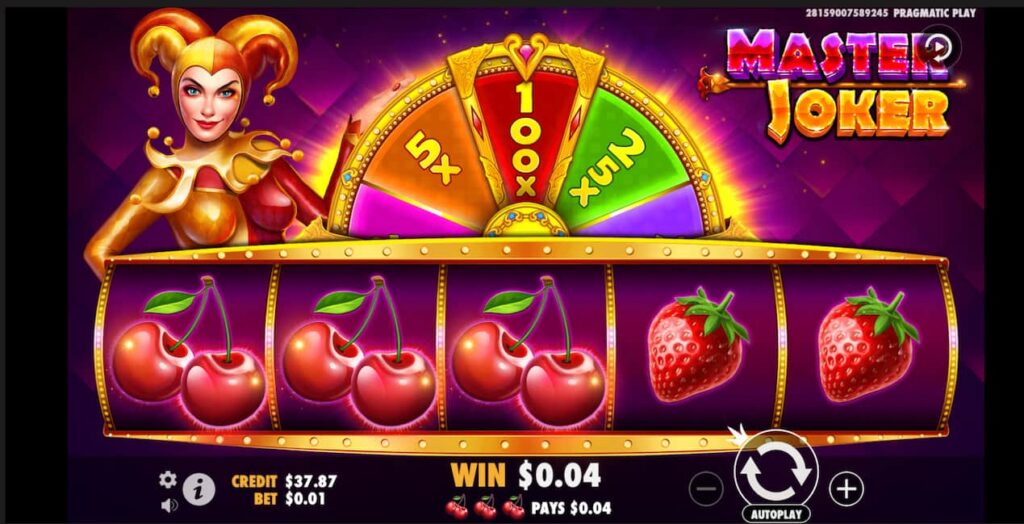 Screenshot Showing Master Joker three matching cherry symbols