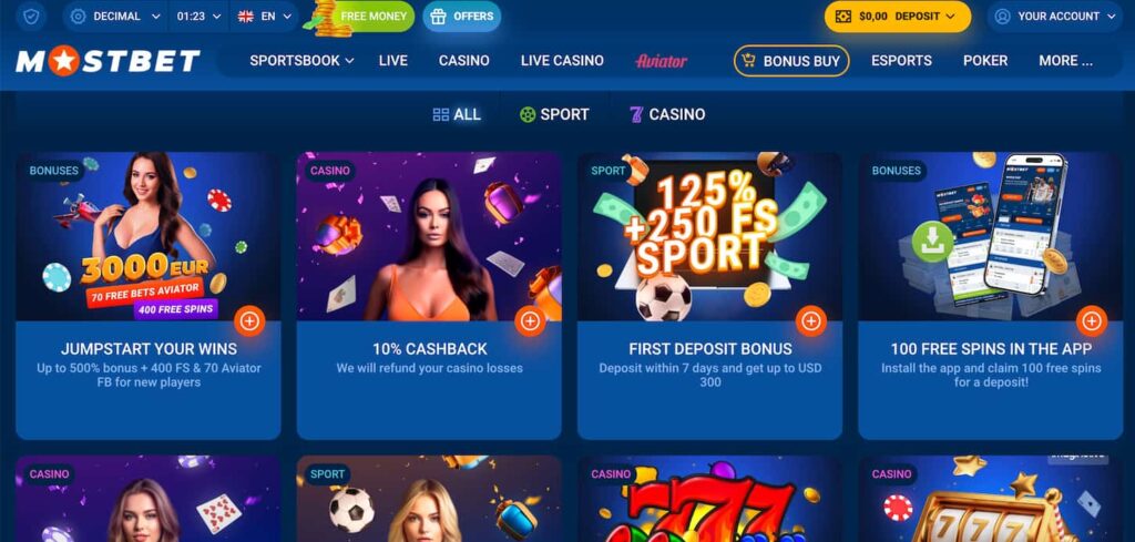 MostBet Bonuses Page