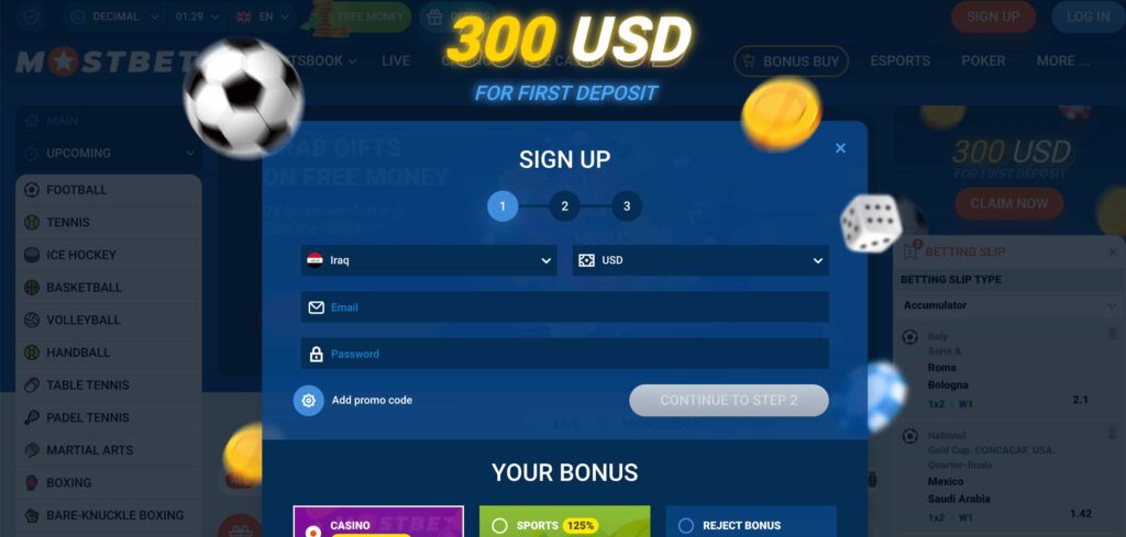 MostBet Registration Page