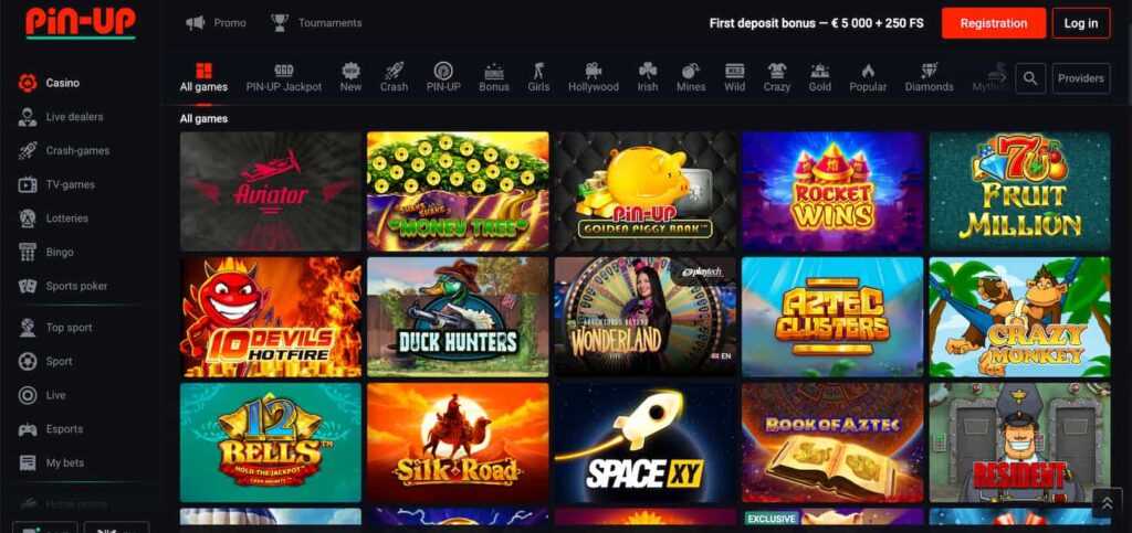 upcasino online casino section