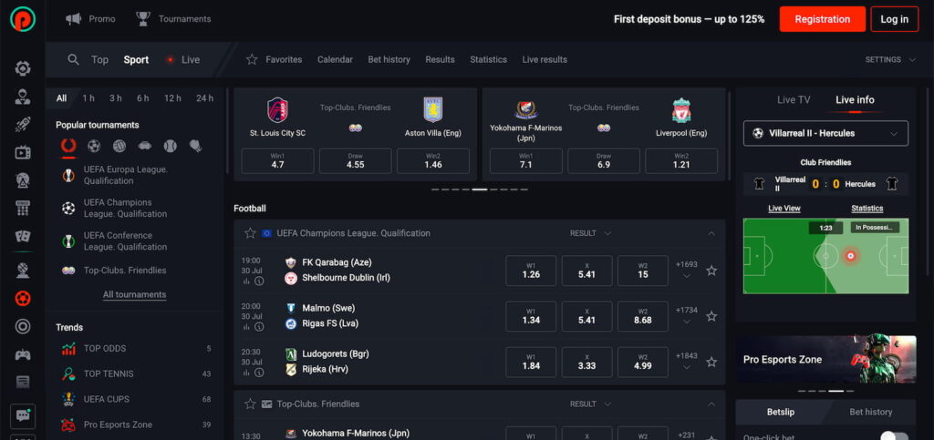 upcasino sports betting section